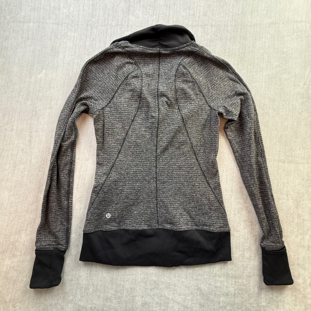 Lululemon‎ Space Dye Quarter Zip Pullover Black White Thumbholes Size 4 - Picture 6 of 7